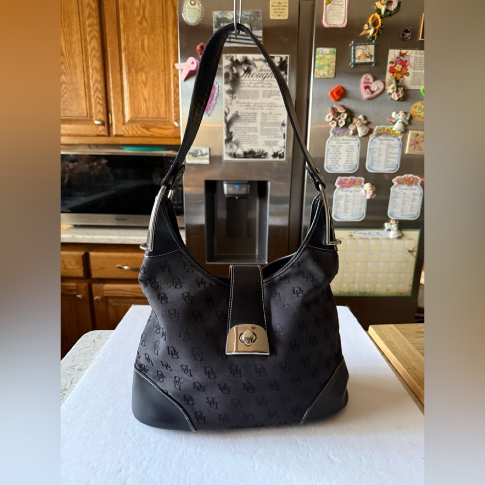 DB Black Monogram Canvas Patent Leather Hobo Shoulderbag